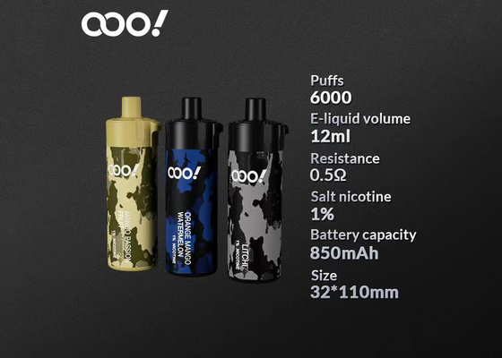 런던 재충전이 가능한 1% 니코틴 버릴 수 있는 전자 담배 6000Puffs