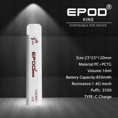 재충전이 가능한 EPOD 왕 10 밀리람베르트 액체성 내부 버릴 수 있는 니코틴 담배 850mAh