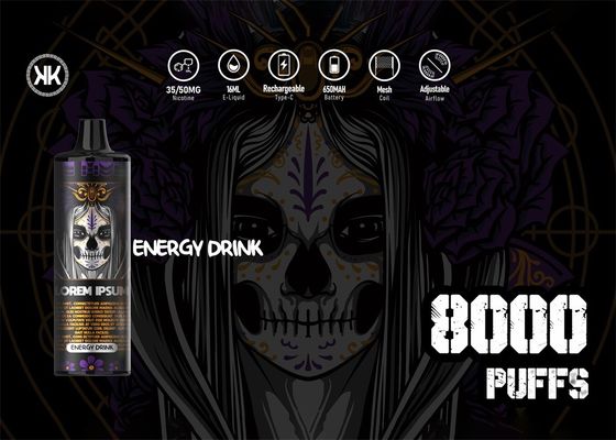 12가지 맛 EPOD E 담배 에너지 맥스 일회용 Vape 8000 퍼프 17ml