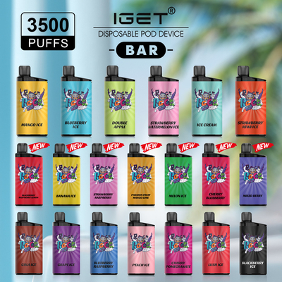 버릴 수 있는 니코틴은 IGET 담배, 3500개 퍼프 IGET 바를 기화시킵니다