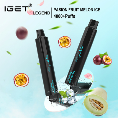 IGET 전설 20 맛 5% 니코틴 일회용 Vape 펜 1350mAh 4000 퍼프