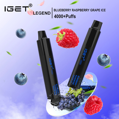 IGET 전설 20 맛 5% 니코틴 일회용 Vape 펜 1350mAh 4000 퍼프