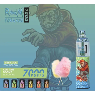 Fumot RandM 토네이도 7000 펌프 유쾌한 아이스 과일 맛 가용 Mesh 코일 5% 니코틴 용량 일회용vape