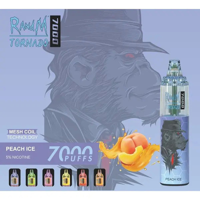 Fumot RandM 토네이도 7000 펌프 유쾌한 아이스 과일 맛 가용 Mesh 코일 5% 니코틴 용량 일회용vape
