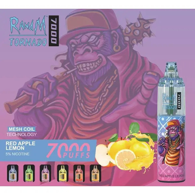 Fumot RandM 토네이도 7000 펌프 유쾌한 아이스 과일 맛 가용 Mesh 코일 5% 니코틴 용량 일회용vape