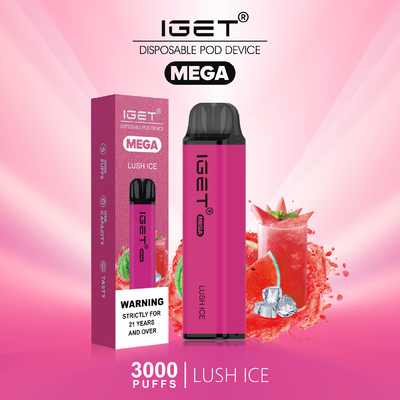 버릴 수 있는 독창적인 설계는 선택적인 펜 IGET 엄청나게 큰 3000 퍼프 8 풍미를 기화시킵니다