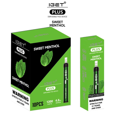 우수한 품질 일회용 전자 담배 펜 1200 퍼프 4.8ml Iget Plus 일회용 Vape