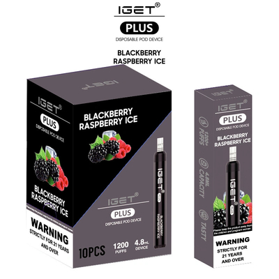 Iget Plus 다중 맛 1200 퍼프 전자 담배는 일회용 4.8ml Vape 펜을 기화합니다