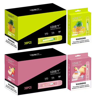 280mah 수박 IGET Vape 일회용 JANNA Vape 펜 450 퍼프
