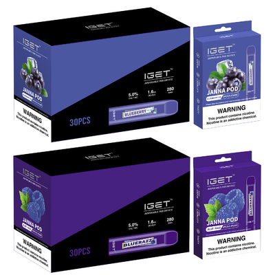 280mah 수박 IGET Vape 일회용 JANNA Vape 펜 450 퍼프