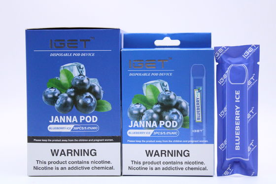 IGET JANNA 1.6ml 전자 Vape 펜, 450 퍼프 E 액체 담배
