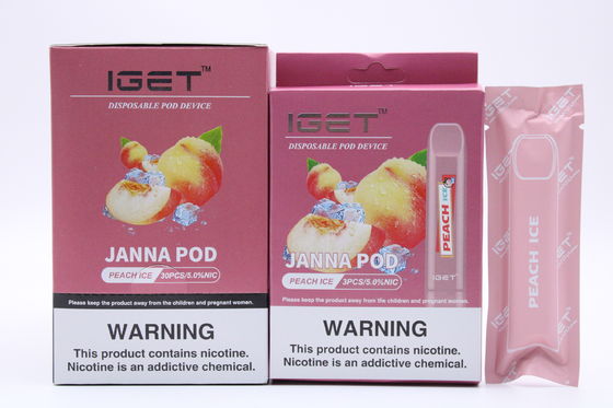 IGET JANNA 1.6ml 전자 Vape 펜, 450 퍼프 E 액체 담배