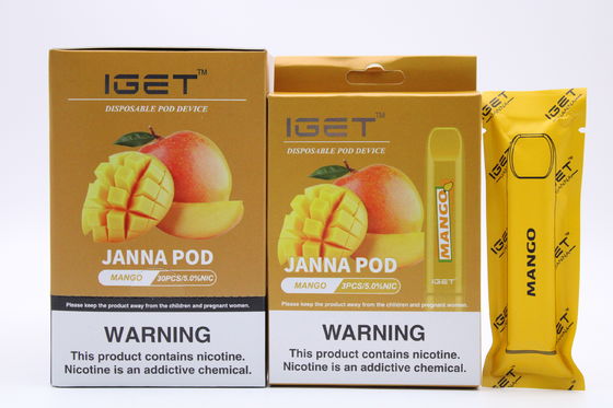 IGET JANNA 1.6ml 전자 Vape 펜, 450 퍼프 E 액체 담배