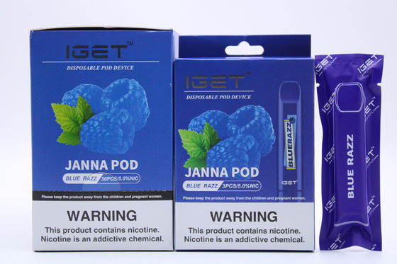 IGET JANNA 1.6ml 전자 Vape 펜, 450 퍼프 E 액체 담배