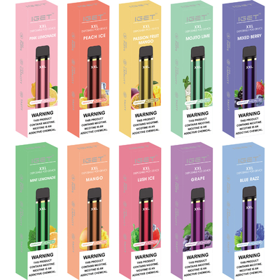 확실한 Iget 1800 퍼프 휴대용 꼬투리 Vape, 7ml XXL 연기가 나는 기화기 펜