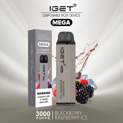 8 색 쿨 민트 닉 솔트 일회용 Vape IGET MEGA 3000 퍼프