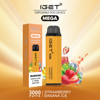8 색 쿨 민트 닉 솔트 일회용 Vape IGET MEGA 3000 퍼프