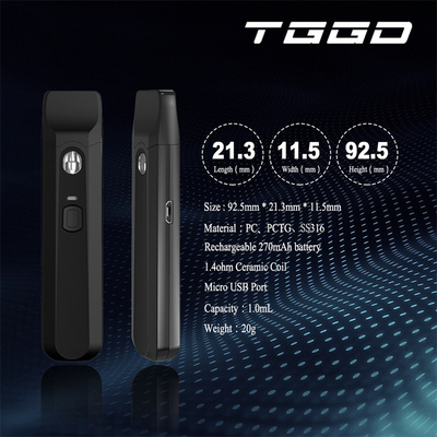 OEM 1ml 270mAh CBD 처분할 수 있는 Vape 펜은 조정가능한 전압을 예열합니다