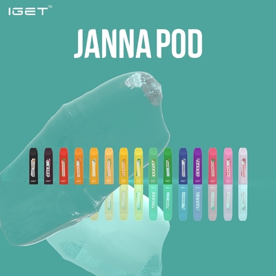 1.6ml 450 퍼프 일회용 Vape 펜 포드 장치 IGET JANNA 일회용