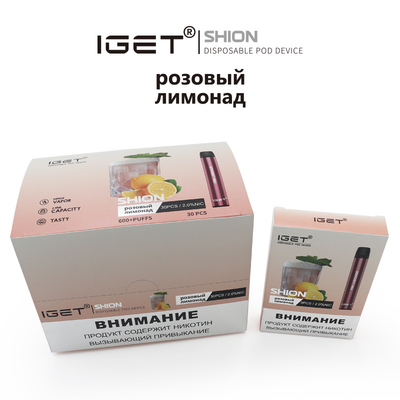 재고 있음 일회용 IGET Vape IGET SHION 600 퍼프 400 mah 배터리 담배