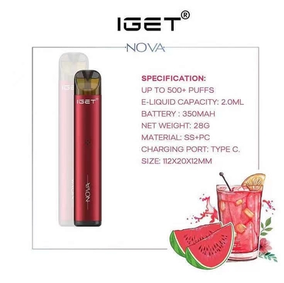기존 IGET Vape IGET Nova 3 종류 6% 니코틴 Vape 스타터 키트 재고 있음