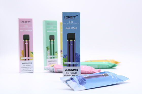 기존 IGET XXL 1800 퍼프 일회용 950mAh 배터리 전자 담배 포드 장치 키트