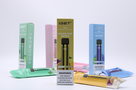 기존 IGET XXL 1800 퍼프 일회용 950mAh 배터리 전자 담배 포드 장치 키트
