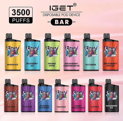 100% 원래 IGET 담배 IGET 바 3500 퍼프 버릴 수 있는 니코틴은 기화합니다