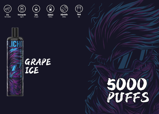 5000 퍼프 C형 EPOD 일회용 Vape 12가지 맛 E 담배