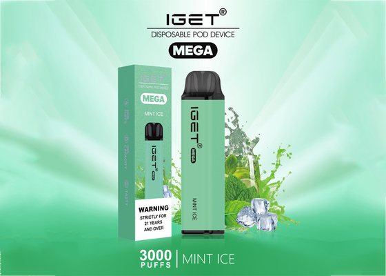 일회용 IGET 메가는 3000 퍼프 과실 향기 e-담배 10 밀리람베르트 증발기를 연기를 들이마십니다