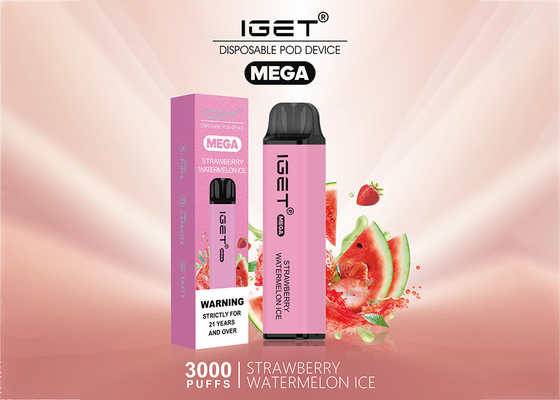 일회용 IGET 메가는 3000 퍼프 과실 향기 e-담배 10 밀리람베르트 증발기를 연기를 들이마십니다