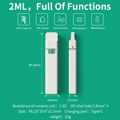 2ML 버릴 수 있는 P23은 316L SS와 장치 세라믹 코일 350 mah 배터리 담배를 기화시킵니다