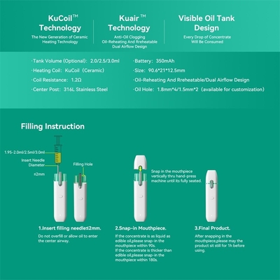 고급 품질 맞춘 P24 350 mAh 배터리 버릴 수 있는 SS316은 2.0/2.5/3.0ML 탱크용량과 펜을 기화시킵니다