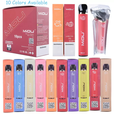 MIOU 1500은 10 풍미 이용 가능한 650 Mah 일회용 불연성 담배를 내뿜습니다