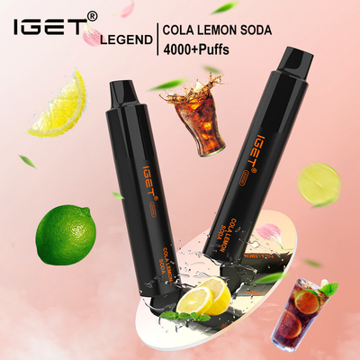 버릴 수 있는 12 밀리람베르트 용량 IGET 전설 4000 퍼프는 1350mAh 배터리로 기화합니다
